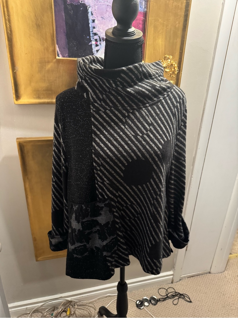 Moonlight Design Black Artistic top Sculptural Wired Neckline